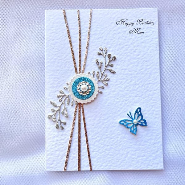 Handmade Luxury Personalised Birthday Card with Envelope for Mum, Wife, Sister