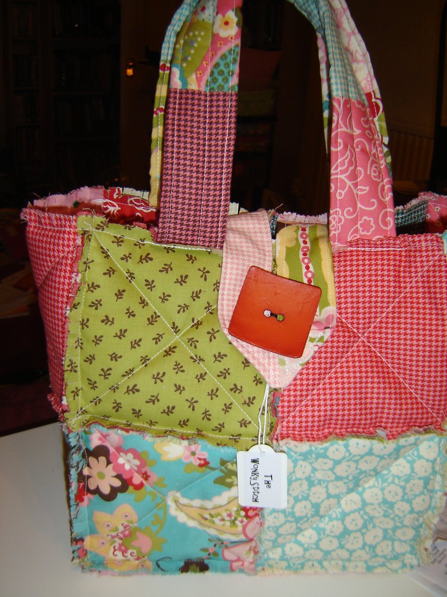 Handmade Moda Sophia Reversible Rag Hand Bag