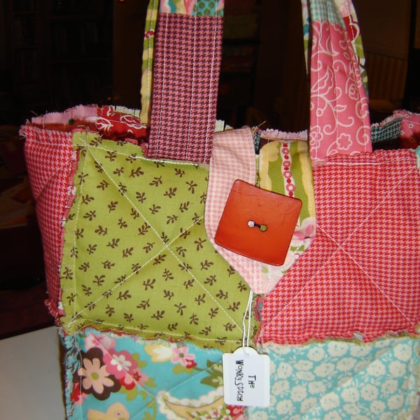 Handmade Moda Sophia Reversible Rag Hand Bag