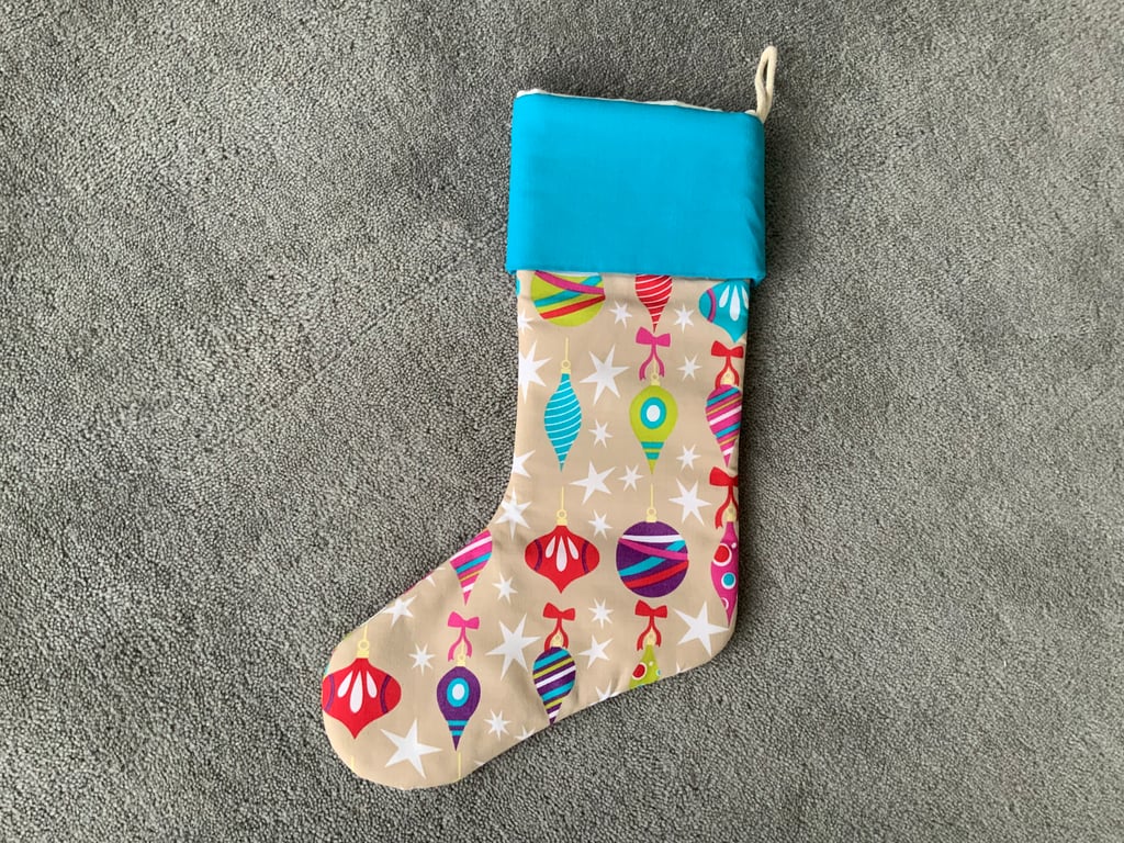 Fabric Christmas Stocking, Lined, Christmas Decoration, Stocking