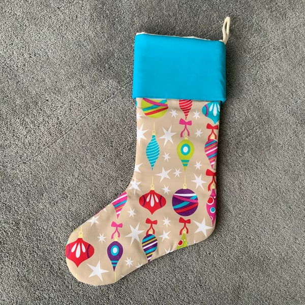 Fabric Christmas Stocking, Lined, Christmas Decoration, Stocking
