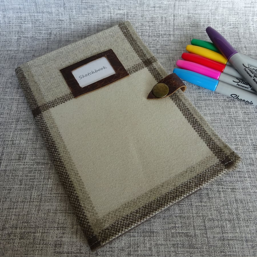 Sketchbook with button up strap and window, notebook, journal