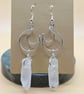 Sterling silver crescent moon dangle earrings with raw clear quartz points - Image 5