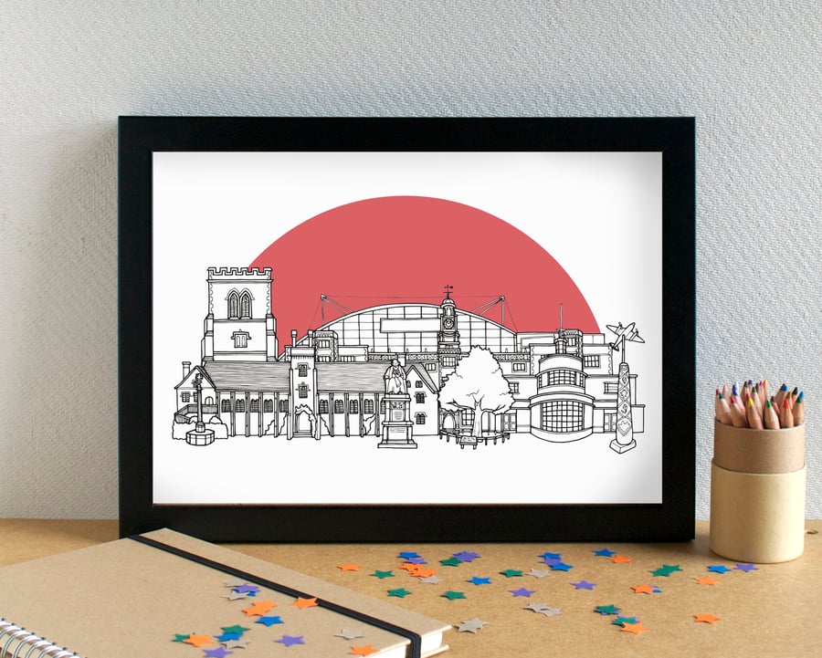 Hatfield Skyline Art Print