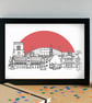 Hatfield Skyline Art Print - Image 1