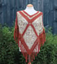 Rust and Beige Mix Crochet Poncho - Design A542 - Image 5