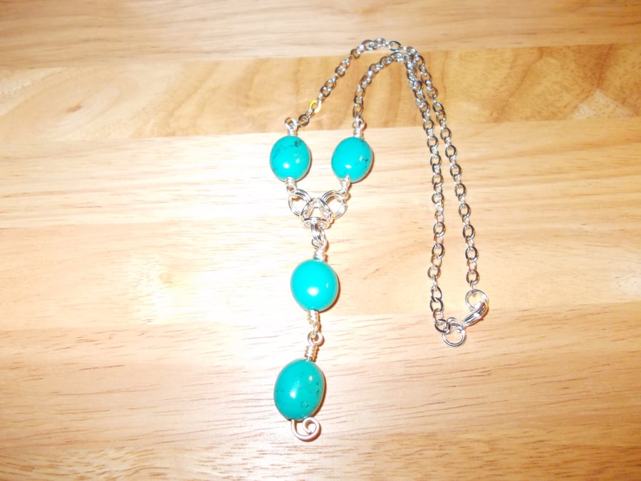 Turquoise drop chain pendant