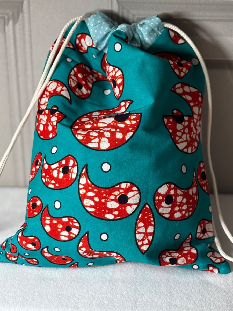 Bright and funky drawstring bag