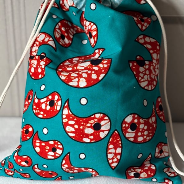 Bright and funky drawstring bag