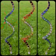 Beaded Copper Spiral Wind Spinner -Wire Wrapped Garden Mobile -Choice of Colours