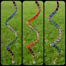 Beaded Copper Spiral Wind Spinner -Wire Wrapped Garden Mobile -Choice of Colours