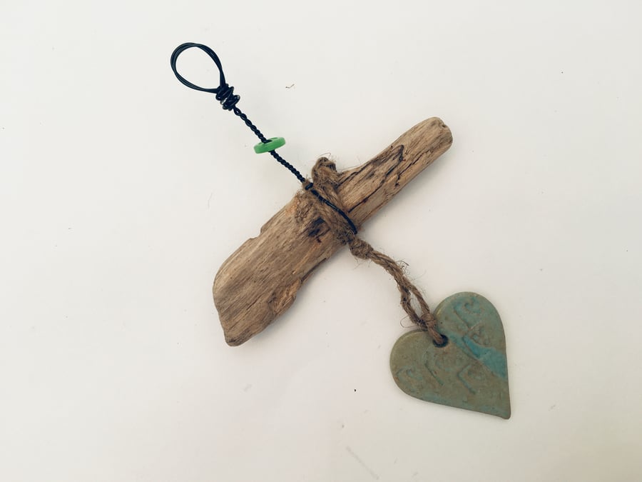 Pretty Driftwood, Loveheart hanger, pottery, gift idea, birthday, home decor