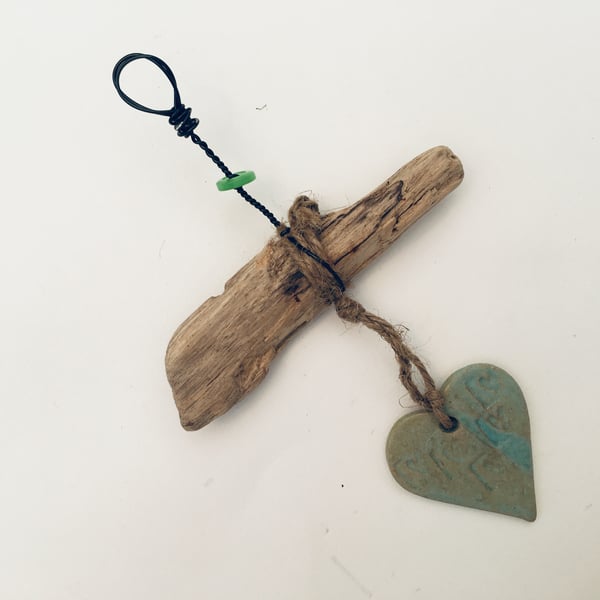 Pretty Driftwood, Loveheart hanger, pottery, gift idea, birthday, home decor