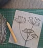 An original linoprint of cow parsley in a summers scene 'Summer Afternoon' - Image 6