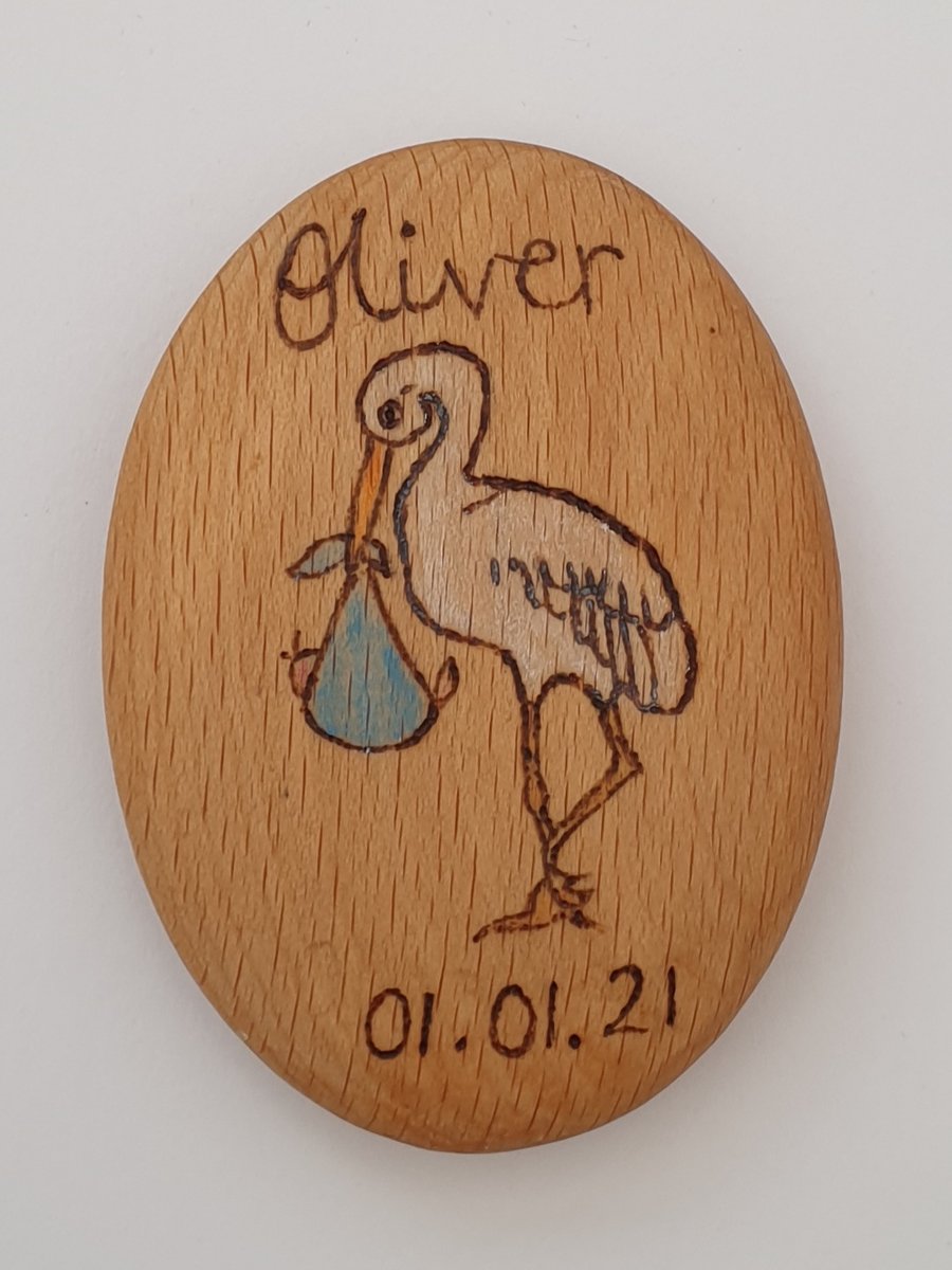New baby personalised wooden keepsake