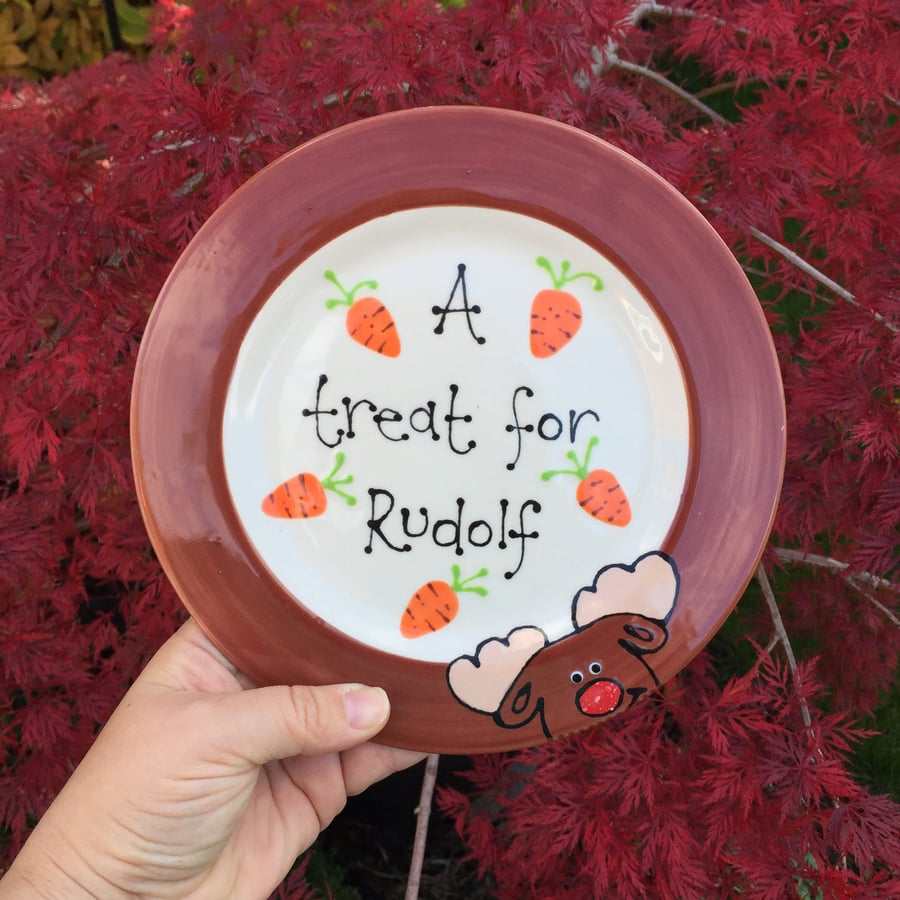 SALE Ceramic "Treat for Rudolf" Plate