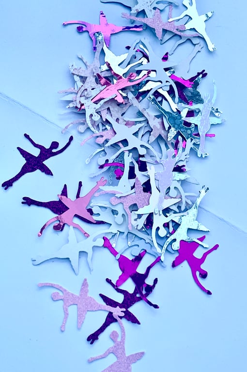 5 grams of hand punched pink and silver ballerinas