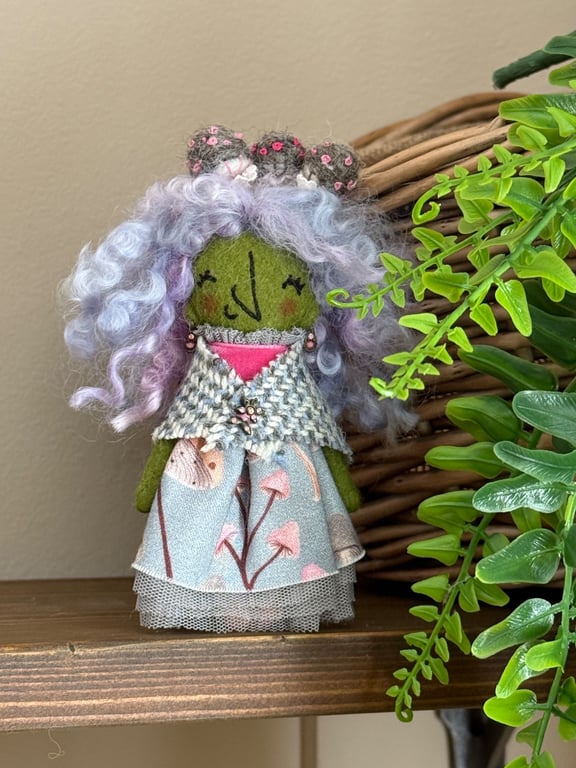 Purple Autumn Mushrooms Witch Art Doll