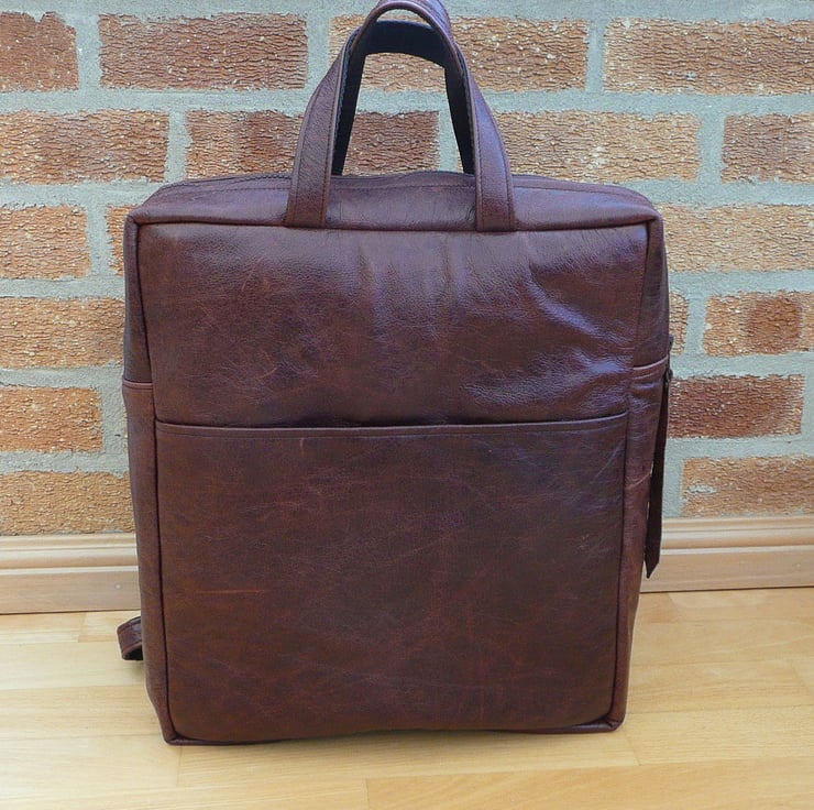 Leather backpack brown aniline distressed leat. Folksy