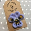 Needle Felted Pansy Shaped Brooch