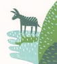 Magic Donkey No.16 Three-Colour A5 Reduction Linocut Print - Image 3