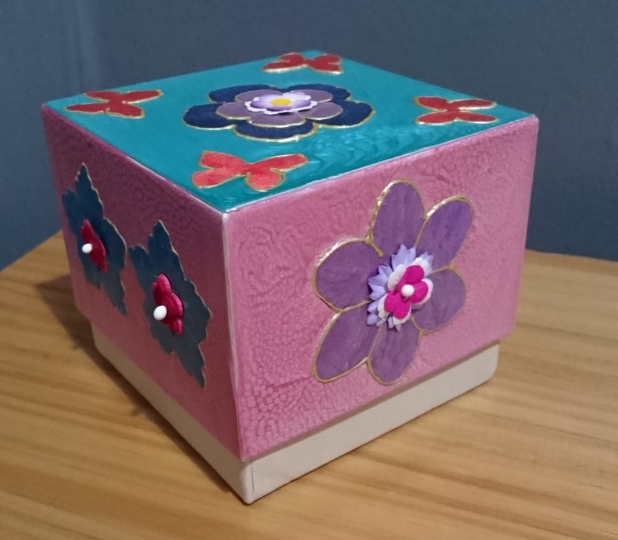 Pink and Teal - Keepsake Box