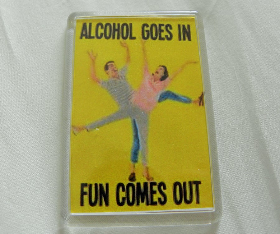 Alcohol Goes In, Fun Comes Out! Magnet