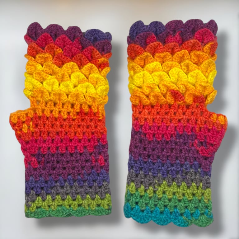Crocheted Fingerless Dragon Scale Gloves