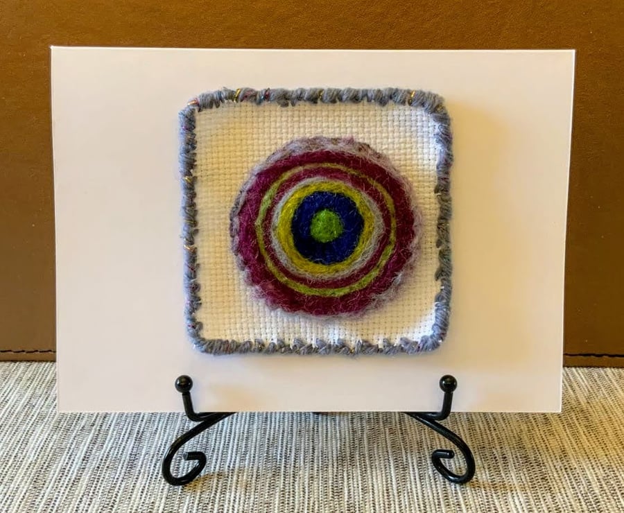 Merino felted wool brooch gift on Christmas card