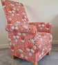 Fryetts Bergen Burnt Orange Floral Fabric Chair & Footstool Adult Armchair  - Image 4