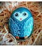 Pale Blue Owl Rock Art, Hand Painted. - Image 1