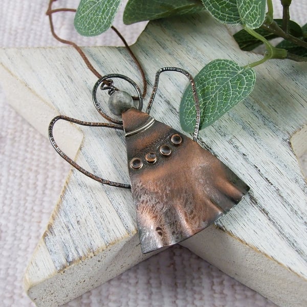 Angel Decoration, Copper with Jasper Gemstone