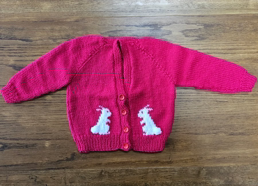 Diane's Bright Pink Bunny Rabbit Cardigan (Age 1-2 years)