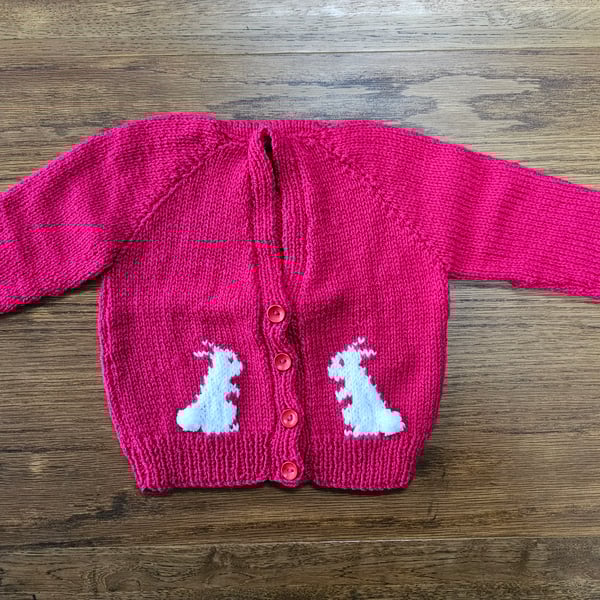 Diane's Bright Pink Bunny Rabbit Cardigan (Age 1-2 years)