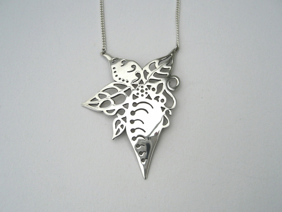Sterling Silver Autumn Leaves Pendant, 16" Curb Chain