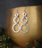 Textured Sterling Silver Open Circle Dangle Earrings  - Image 1