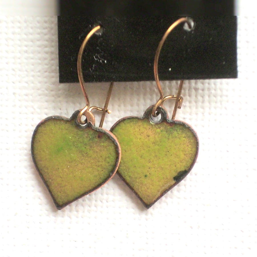 lime green heart earrings