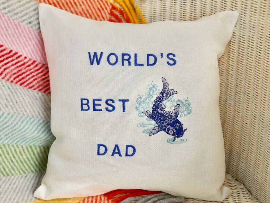World’s Best Dad: Embroidered Scatter Cushion 33cm