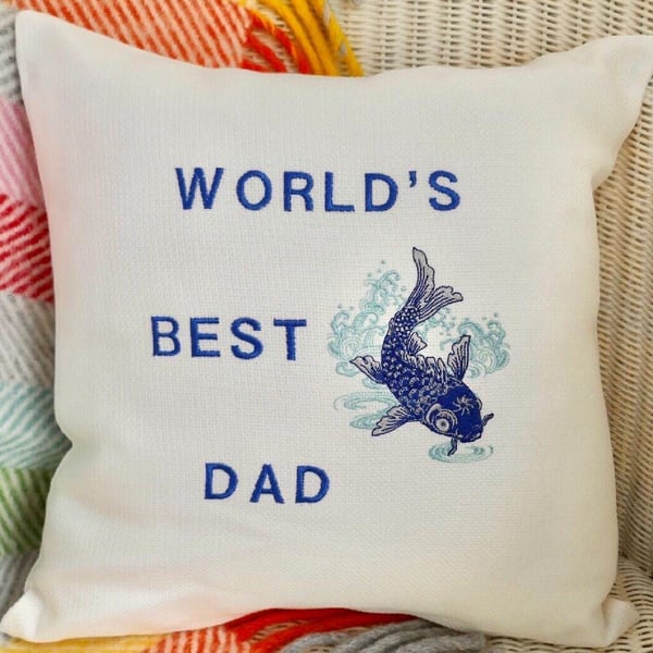World’s Best Dad: Embroidered Scatter Cushion 33cm