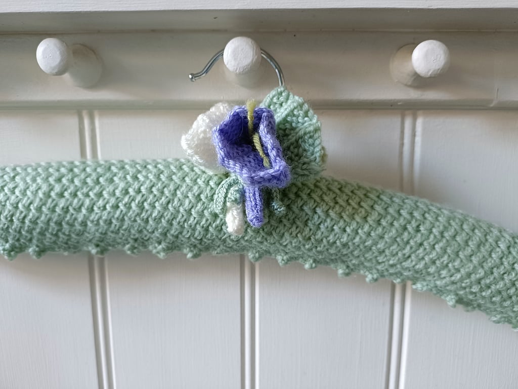 Clothes hanger Coat hanger  - pale green with crocus flowers