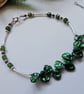 Keshi Pearl, Russian Diopside, Rhodanite Garnet Sterling Silver Bracelet LARGE - Image 6