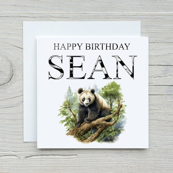 Personalised Panda Birthday Card. Design 8