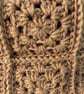 Crocheted Granny Square Merino Wool Cowl - Gold Colour Muffler - Infinity Scarf - Image 4