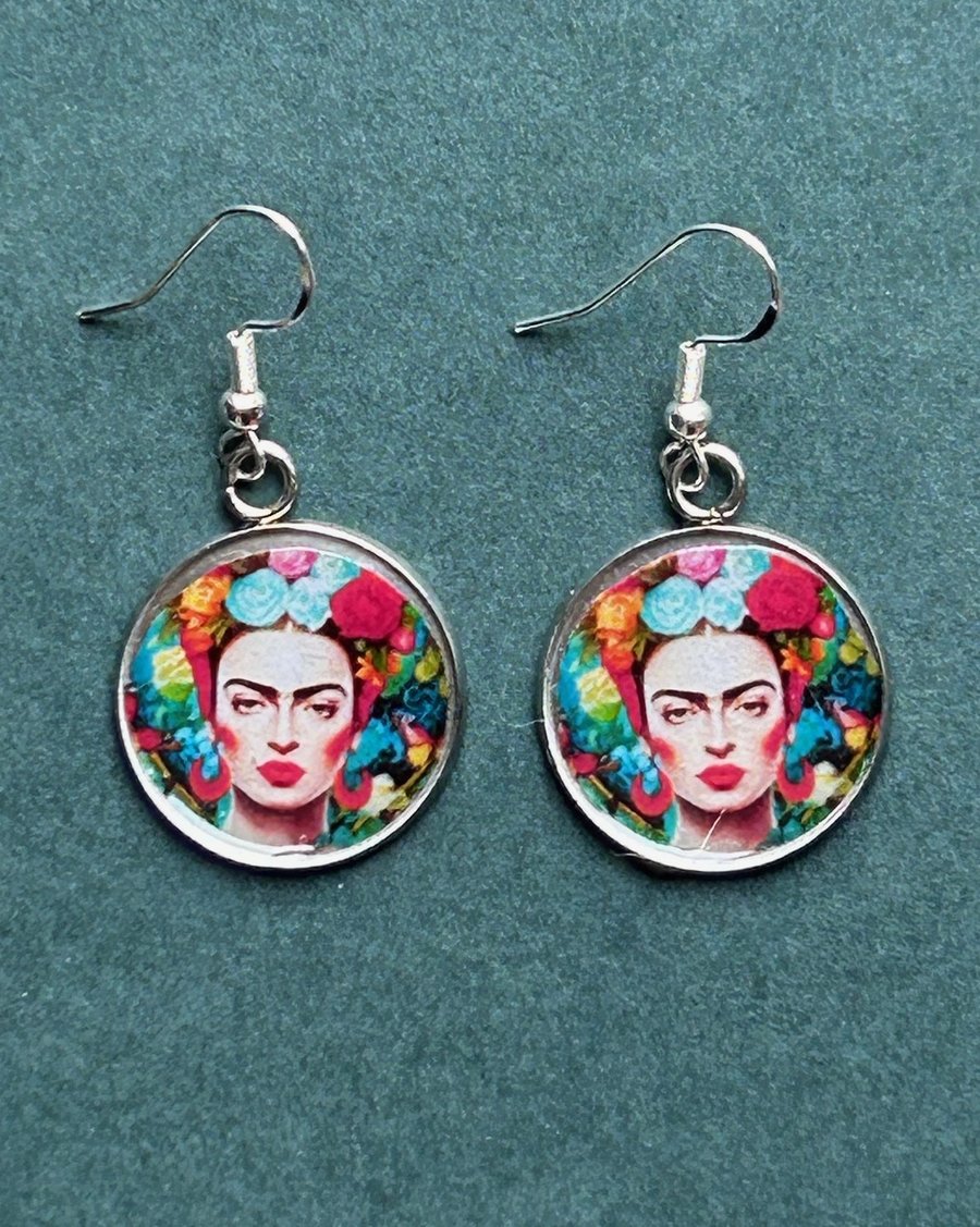 Handmade Sterling Silver Frida Kahlo Earrings