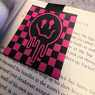 Pink dripping Smiley Face Emo Magnetic Bookmark,Book Lover Gift,personalised