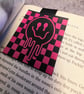 Pink dripping Smiley Face Emo Magnetic Bookmark,Book Lover Gift,personalised - Image 1