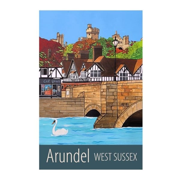 Arundel West Sussex travel poster print by Susie West