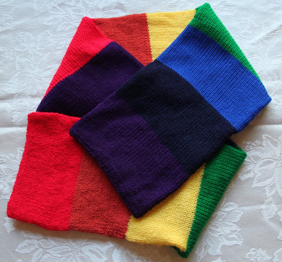 Hand Knitted Small Rainbow Scarf