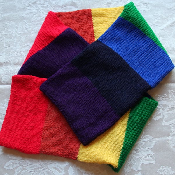 Hand Knitted Small Rainbow Scarf