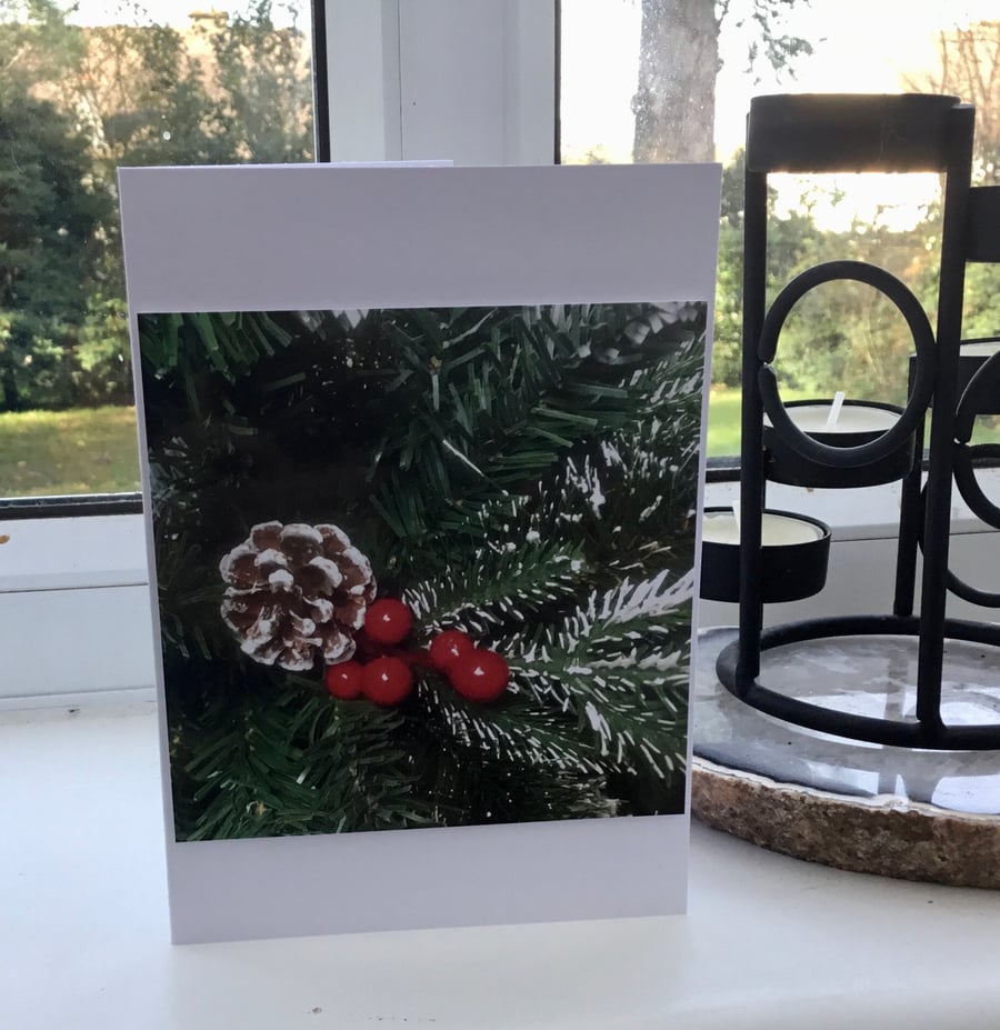 Christmas Tree Three! A Blank Photographic Christmas or Festive Greetings Card.